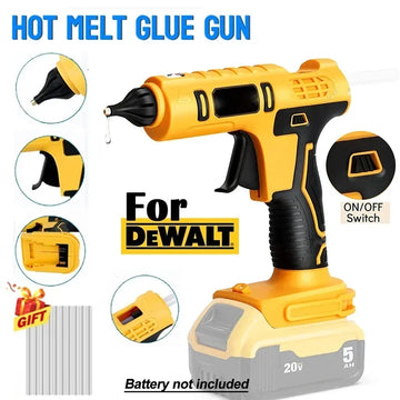 Cordless Electric Handheld Hot Glue Gun Repair Hot Melt Welding Hot Air Gun Anti-scald Nozzle with 10 Sticks for Dewalt Battery Apsilon