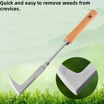 Stainless steel gap weeding tool, L-shaped multi-purpose garden hand tool, used for clearing weeds in yards, terraces, and lanes Apsilon