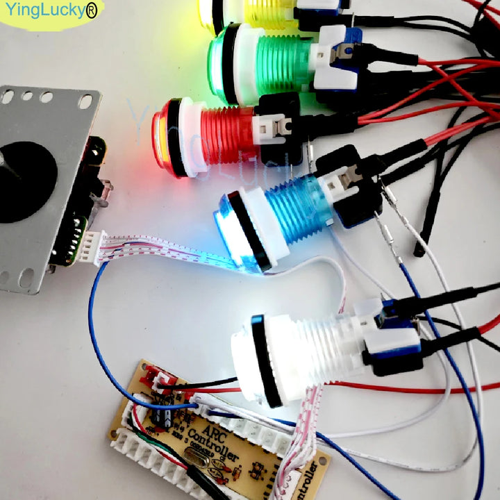 2 Player DIY Arcade Game Kit for PC Raspberry Pi with LED Push Buttons American Style Joystick USB Encoder Cables Mame Jamma Apsilon