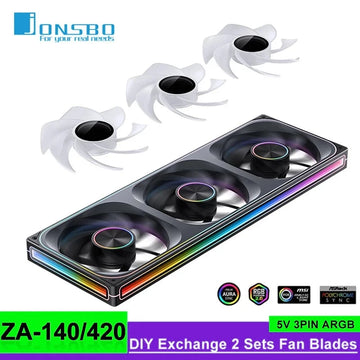 Jonsbo ZA-420/140 Computer Case Fan DIY Exchange 2 Sets Fan Blades  5V ARGB 140mm PWM Reverse Combination Cooling Fan Apsilon