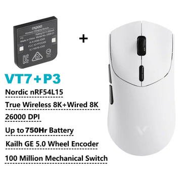 Rapoo VT7 MAX /VT7 Wireless Gaming Mouse True 8K Wireless Polling Rate 53g Lightweight Up to 750Hr Battery Life Apsilon