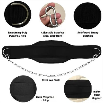 1Pcs New Style Weight Lifting Back Gym With Chain For Fitness Bodybuilding Pull Up Strength Training Load Waist Strap Thicken Apsilon