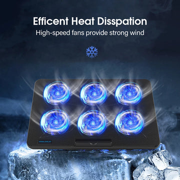 Coolcold 15.6-17.3inch Laptop Cooling Pad with 6 Quiet Fans,7 Height Wind Speed Adjustable,Laptop Cooer with Mobile Phone Holder Apsilon