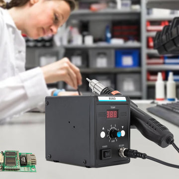 858D Hot Air Rework Station for Electronics Repairing Desoldering Welding, 220V SMD Soldering Station with Hot Air Gun+3 Nozzles Apsilon