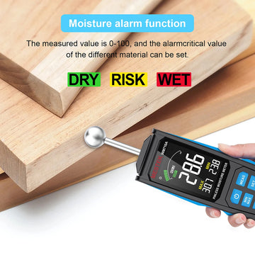 WM710A Digital Wood Moisture Meter Non-destructive Spherical Hygrometer Record Humidity Auto Detect Wettest Timber Damp Detector Apsilon