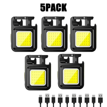 Keychain Light Mini Multifunctional Camping Flashlight USB Rechargeable LED Portable Bright COB Pocket Clip Lantern Outdoor Work Apsilon
