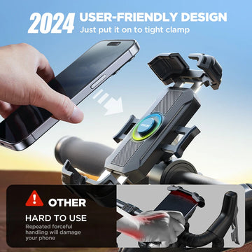 Joyroom Motorcycle Phone Mount Upgrade Bike Phone Holder Ultra-Stable Bicycle Phone Mount Handlebar Cell Phone Clamp for Scooter Apsilon