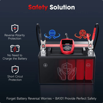 ANCEL BA101 Car Battery Tester 12V Digital Automotive Alternator Meter Diagnostic Tool 100-2000 CCA Load Capacity Charging Apsilon