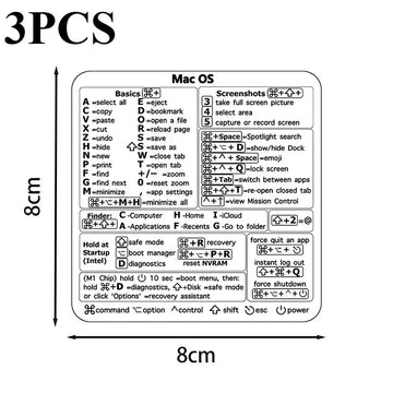 3pcs Windows PC Laptop Keyboard Reference Shortcut Stickers Laptop Skins Office Accessories Apsilon