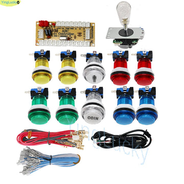 2 Player DIY Arcade Game Kit for PC Raspberry Pi with LED Push Buttons American Style Joystick USB Encoder Cables Mame Jamma Apsilon