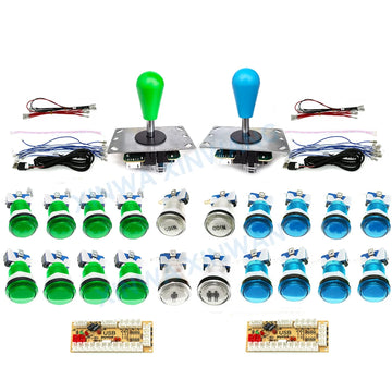 DIY Arcade Game Kit 2 Players Set Light Push Button American Style Joystick USB Encoder Cables For PC Raspberry Pi Mame Parts Apsilon
