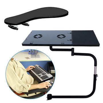 Chair Keyboard Tray, Laptop Keyboard Mouse Chair Stand w/USB Fan, Adjustable Mouse Mount Installed to Chair with -85°~ +20°Tilt Apsilon