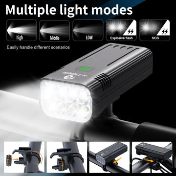 X-TIGER Bike Light Set Powerful USB Rechargeable Bright 10000mAh Bicycle Front Lights IPX5 Waterproof Front Lamp Cycling Apsilon