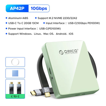 ORICO Magnetic M.2 2230/2242 NVMe SSD Enclosure for iPhone 4K ProRes Recording ith SD/TF 3.0 Card Reader PD100W Charging Port Apsilon