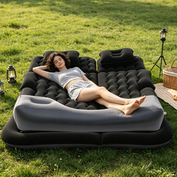 Inflatable Car Mattress Bed Truck SUV Backseat Camping Air Mattress with Air Pump & Pillow, Blow Up Car Sleeping Mattress Apsilon