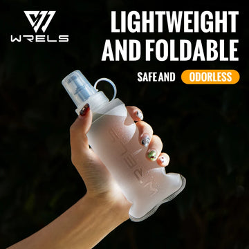 WRELS Folding Collapsible Water Bottle Running Water Bottle Soft Flask TPU BPA-Free Camping Hiking Travel Folding Water Bottle Apsilon