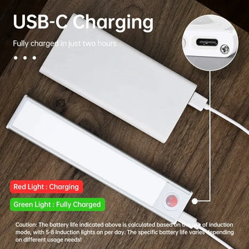 LED Motion Sensor Light Night Light Wireless USB Under Cabinet Light For Kitchen Cabinet Bedroom Wardrobe Sensor Indoor Lighting Apsilon