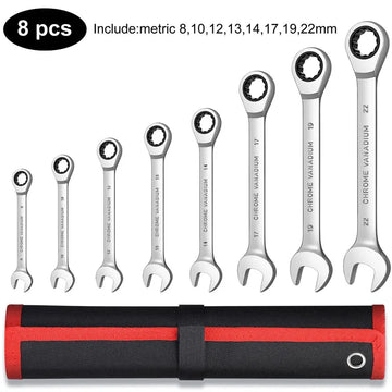 Key Ratchet Wrench Set 72 Tooth Gear Ring Torque Socket Wrench Set Metric Combination Ratchet Spanners Set Car Repair Tools Apsilon