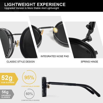 CRIXALIS Polarized Round Sunglasses ND9 Adjustable Dimming Men Women Retro Punk Men's Fishing Eyeglasses Outdoor Shades UV400 Apsilon