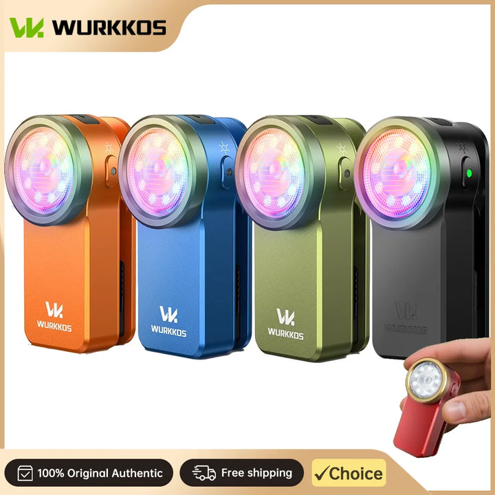 Wurkkos HD03 680LM Mini Clip Light USB C Rechargeable Pocket Flashlight Spotlight/Floodlight Portable EDC RGB Torch with Magnet Apsilon