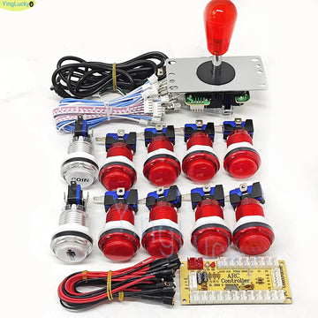 2 Player DIY Arcade Game Kit for PC Raspberry Pi with LED Push Buttons American Style Joystick USB Encoder Cables Mame Jamma Apsilon