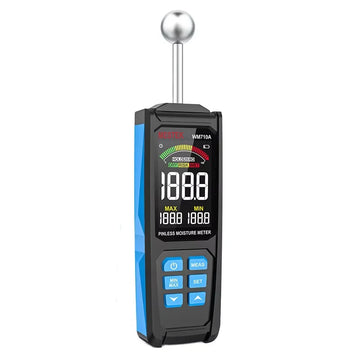 WM710A Digital Wood Moisture Meter Non-destructive Spherical Hygrometer Record Humidity Auto Detect Wettest Timber Damp Detector Apsilon