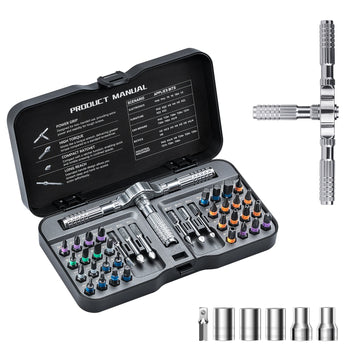 Precision 24/40/66in1 Magnetic Ratchet Screwdriver Set Detachable T-Handle Magneticizer Fix Furniture, Electronics & Glasses Apsilon