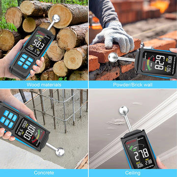 WM710A Digital Wood Moisture Meter Non-destructive Spherical Hygrometer Record Humidity Auto Detect Wettest Timber Damp Detector Apsilon