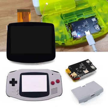 HISPEEDIDO Rechargeable for GBA V5 IPS HD 720x480 Drop-in Screen Kits No Welding Required Desaturation FRM OSD W/Shell Apsilon