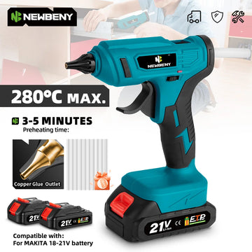 NEWBENY Electric Hot Melt Glue Gun Cordless Efficient Household DIY Repair Glue Gun with 11mm Glue Stic For Makita Battery Pin Apsilon