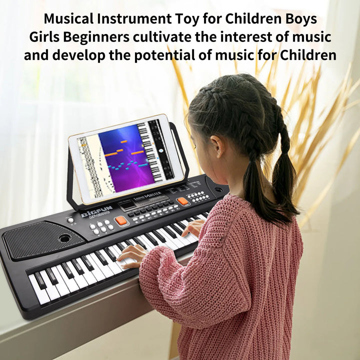 BIGFUN 61 Keys Electric Piano Dual Stereo Speakers Kids Electronic Organ with Microphone and Music Stand Electronic Keyboard