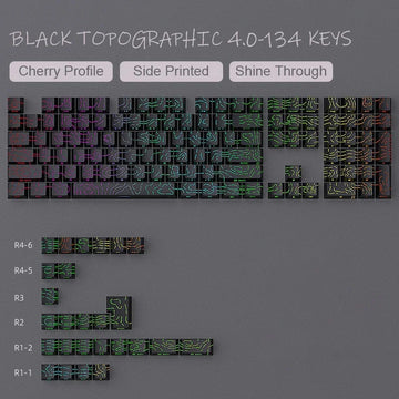 Red Contour Side Printed Shine Through Keycaps Cherry Profile Double Shot PBT Keycap for Gateron MX Switches Mechanical Keyboard Apsilon