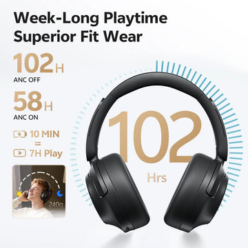 QCY H3S -56dB Adaptive ANC Over Ear Headphone Hi-Res LDAC Spatial Sound Wireless Earphone Bluetooth 6.0 Dual Driver 102H Headset Apsilon