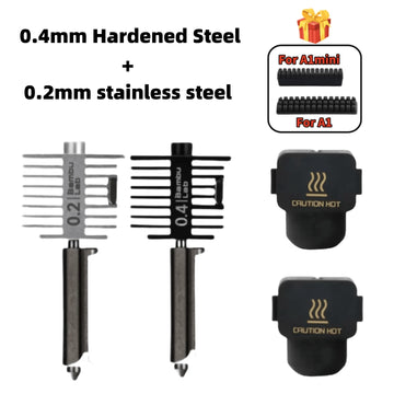For Bambu lab A1/A1 mini/A2L Hotend Kit Hardened Steel Nozzle 0.2/0.4/0.6/0.8mm nozzle For Bambu lab 3D printer Accessory Apsilon