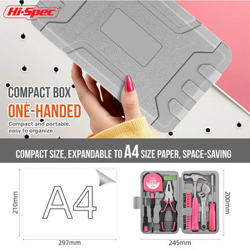 Hi-Spec 18/19/20PCs Pink DIY Tool Kit with Electric Pen & CR-V Steel - Home Maintenance Hand Tools Set for Women & Car Care Apsilon