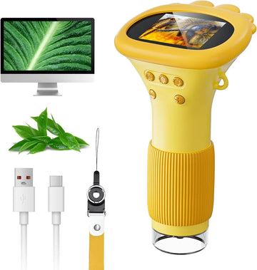 Microscope for Kids Pocket Portable 2 Inch IPS Screen 1000X Handheld Digital Microscopes with 8 Adjustable LED Lights Apsilon