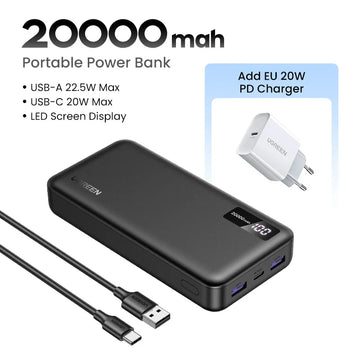 UGREEN 20000mAh PD 20W Power Bank Fast Charge Portable PowerBank for iPhone 17 16 15 Pro Max Xiaomi Phone External Battery 30W Apsilon