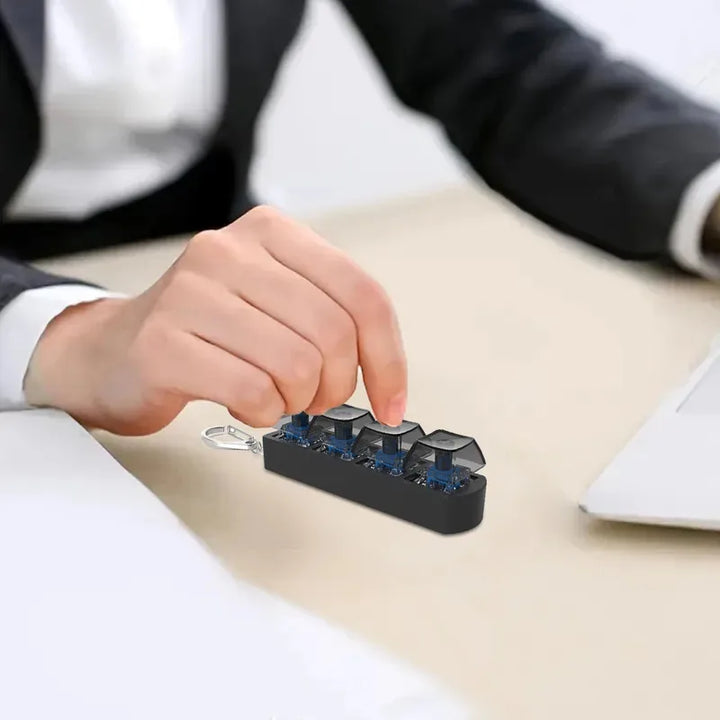 4Keys Finger Button Anti-stress Toys Mechanical Keyboard Keycaps Office Decompression Calming Keychain Gifts for Children Adults Apsilon