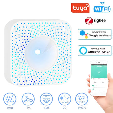 Tuya WIFI/Zigbee Smart Air Quality Monitor Box VOC HCHO PM2.5 Gas Detector Temperature Humidity Meter 6 IN 1 Air Housekeeper Apsilon