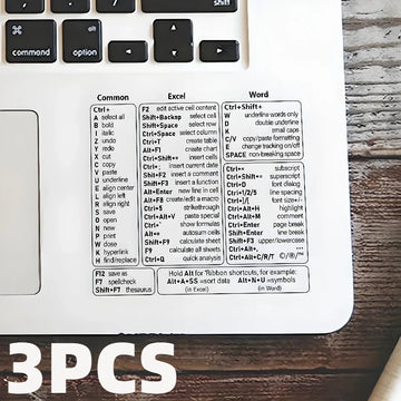 3pcs Windows PC Laptop Keyboard Reference Shortcut Stickers Laptop Skins Office Accessories Apsilon
