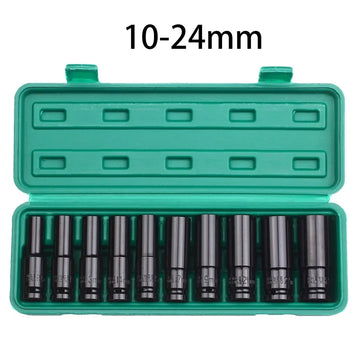 1/2Inch Drive 6-Point Impact Socket Set 10-Piece Metric Sizes 8-24m/10-24mm Carbon Steel Impact Socket Set with Hard Storage Box Apsilon