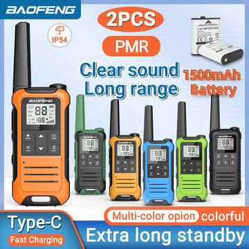 2pcs Baofeng F22/T22 Mini Walkie Talkie PMR Long Range Rechargable Portable Two Way Radio Type-C Charger for Camping Trip Apsilon