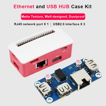 Raspberry Pi Zero 2 W Ethernet / USB HUB HAT (B) for Raspberry Pi Series 1 x RJ45 3 x USB 2.0 Interface for Raspberry Pi Zero Apsilon