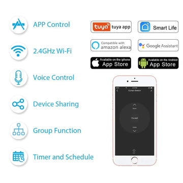 Tuya Smart Life WiFi Curtains Switch Connected Roller Shutters Control Blinds Motor Google Home Alexa Electric Window LoraTap Apsilon